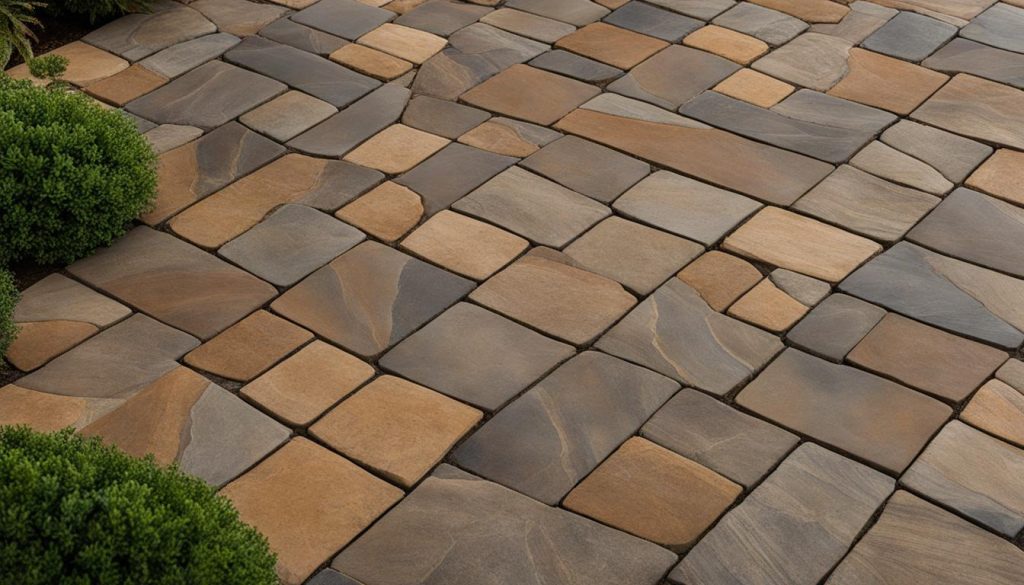 Flagstone and interlocking surface examples